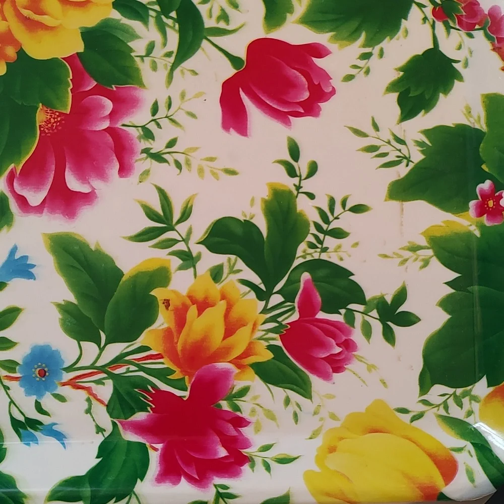 Vtg 2 Floral trays, plastic - Picture 6 of 7